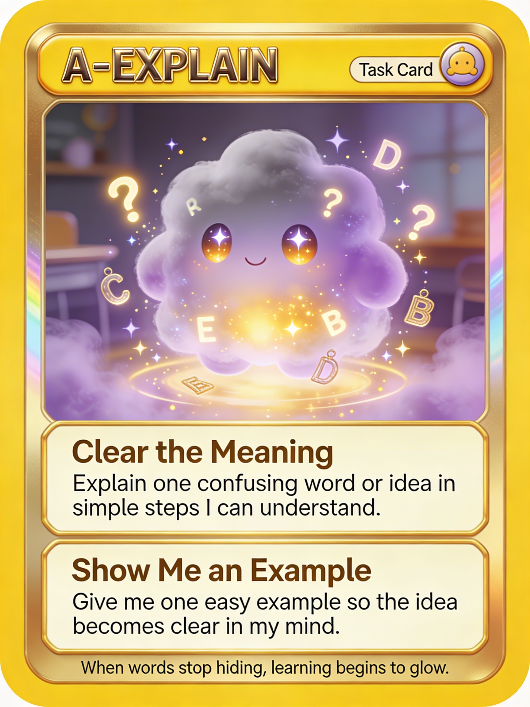 AI Explorer yellow task card