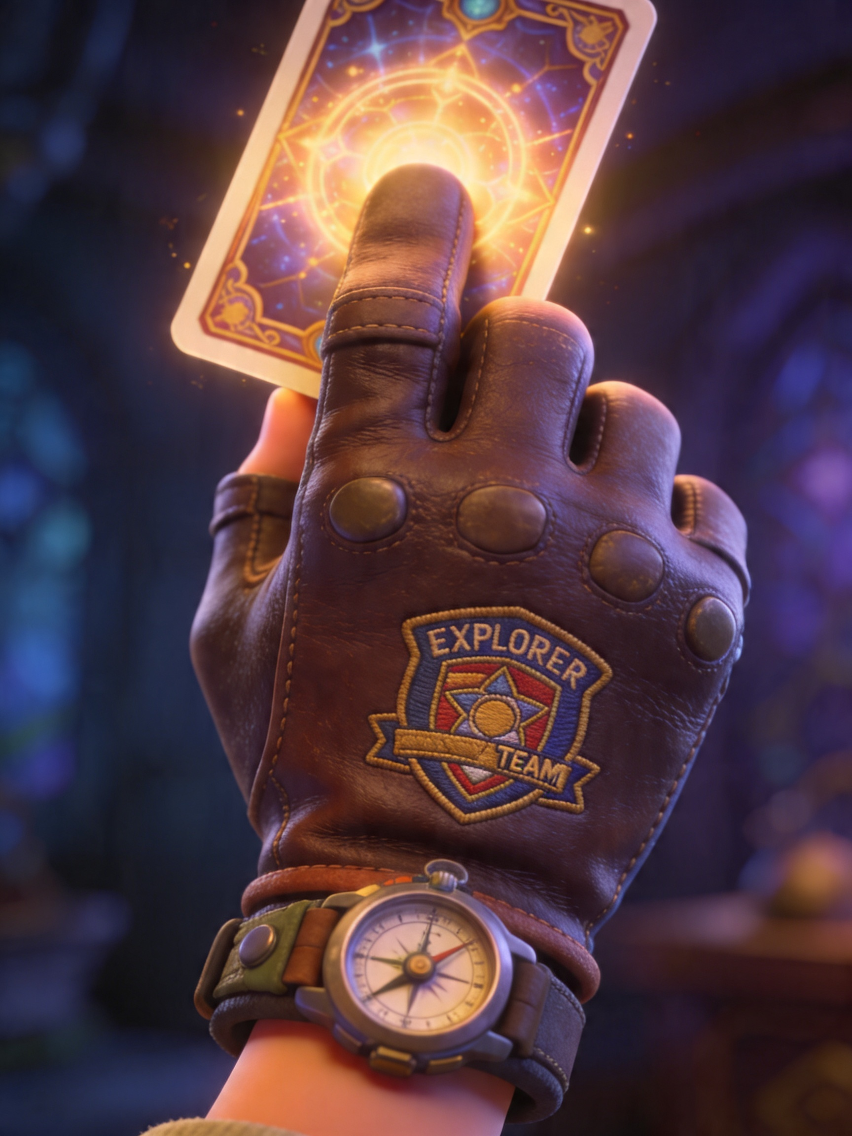 AI Explorer hand holding a mission card