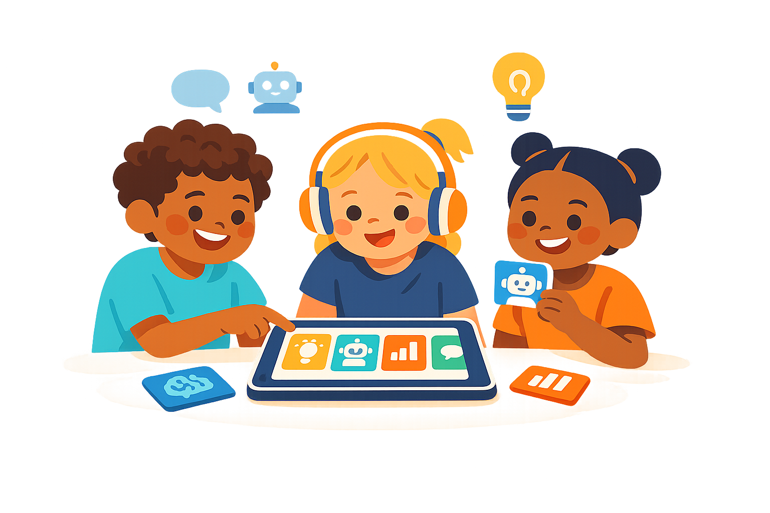 Children learning with guided AI literacy activities